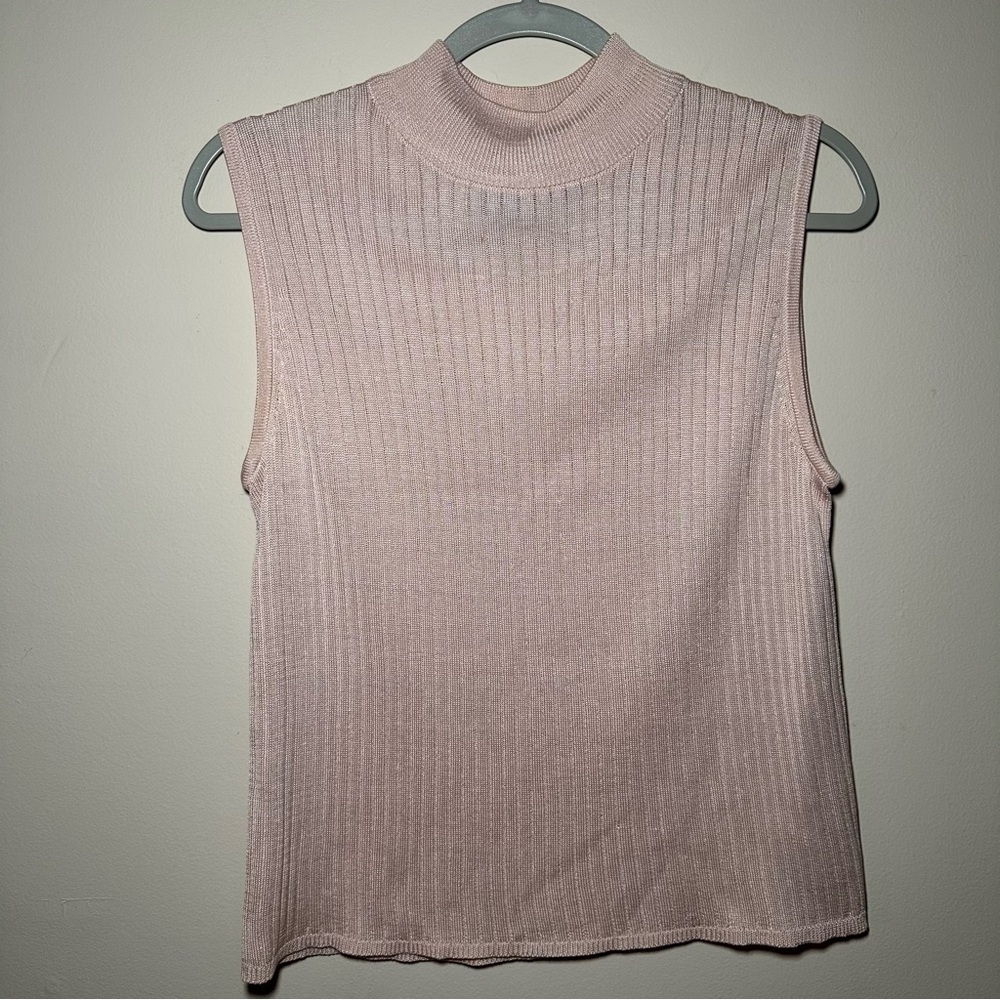Neiman Marcus International Studio Blush Ribbed SilkTank Top Size Large